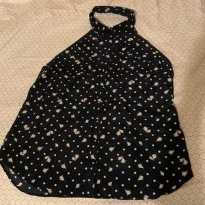 Eva Mendes Collection - Navy Blue Blouse with Pink Flowers Size XL.